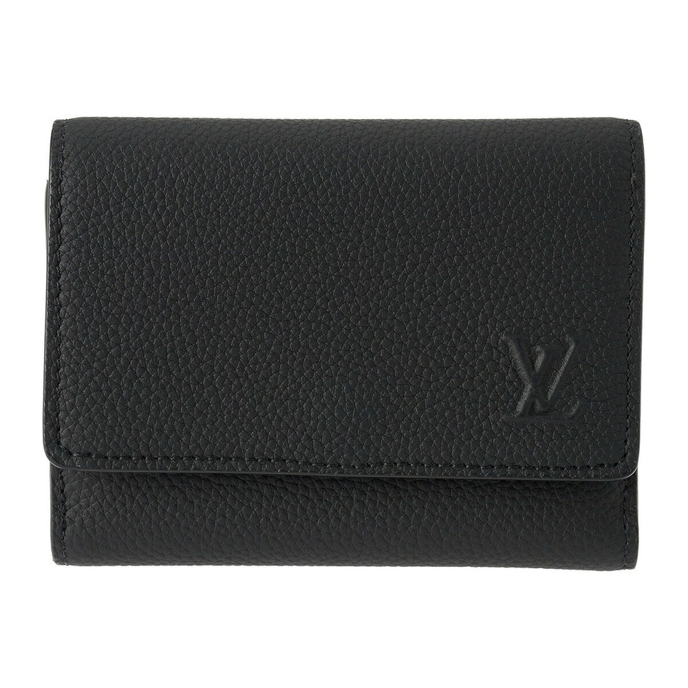 Louis Vuitton Trifold Wallet Aerogram Victor Leather Black